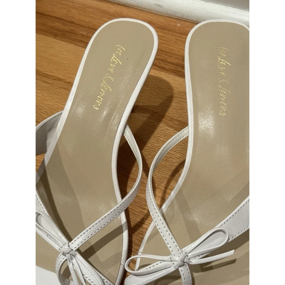 For Love And Lemons Elea Heel Thong Sandals White Size 37 New! Sz 7